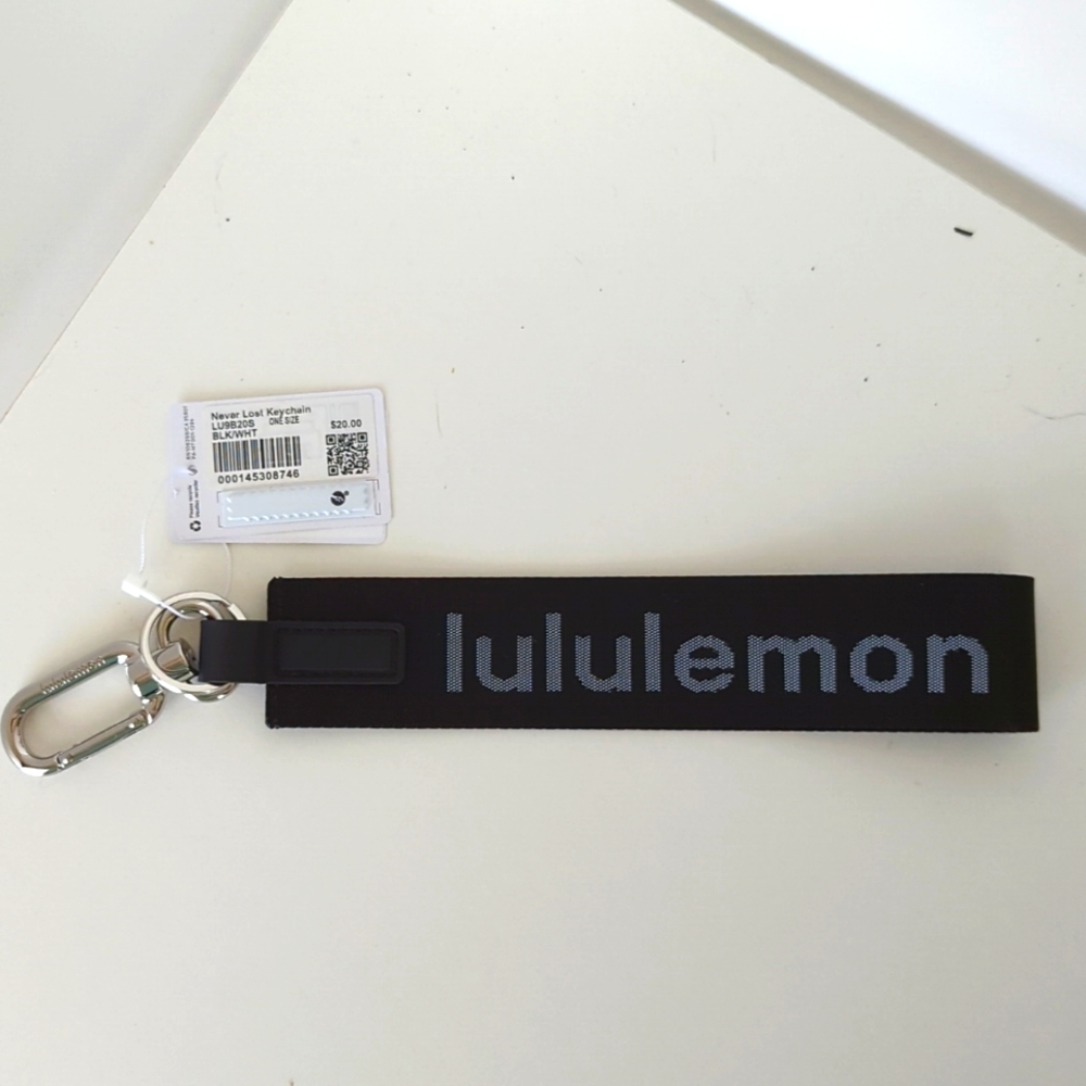 Lululemon never lost keychain, black and white
